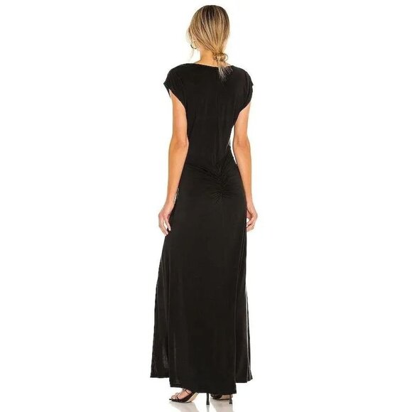 Young Fabulous & Broke NWT Tulola Black Ruched Slit Maxi Dress YFB Medium - Picture 3 of 8